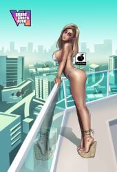 1girls 2d 2d_(artwork) 2d_artwork abstract_background absurd_res absurdres ass ass_cleavage athletic_female bare_shoulders beautiful_woman beige_hair belly bikini bracelet brown-haired_female brown_hair cityscape content_smile earrings female_focus female_only femsub flexible grand_theft_auto grand_theft_auto_vi happy_female heavenly_body high_heels high_resolution huge_breasts leaning_against_railing leaning_forward linkartoon logo mature_female mature_woman mole_under_eye navel necklaces pinup pool_party_girl_(gta_vi) posing relaxing rockstar_games side_view sideboob summer sunglasses text thong_bikini unbothered watermark white_bikini