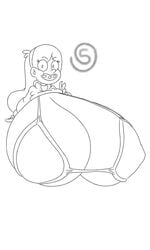 1girls alternate_version_available big_breasts braces breasts cleavage disney disney_channel female female_only gravity_falls hyper hyper_breasts mabel_pines monochrome nipple_bulge solo straight_hair valerya5