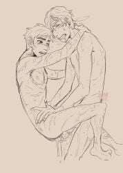 baph0mutt cum cum_inside cumdrip cumming dispatch_(game) gay male male_only robert_robertson skinny standing_sex waterboy_(dispatch) yaoi