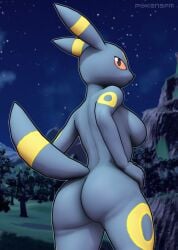 1female 3d 3d_(artwork) anthro ass breasts butt_focus eeveelution female generation_2_pokemon looking_back nude pokemon pokemon_(species) pokensfm solo tail umbreon