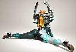 ai_art ai_assisted ai_generated ass blonde_hair high_heels imp laying_on_stomach legs looking_away midna ponytail pussy spread_legs spreading the_legend_of_zelda twilight_princess