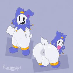 anus ass atlus balls bodily_fluids genitals hi_res humanoid jack_frost_(megami_tensei) kuramapi male male/male megami_tensei nervous nervous_smile nervous_sweat nude penis presenting presenting_hindquarters sega simple_background solo sweat sweatdrop tail tongue tongue_out vein