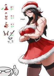 (lunnavrmlln) athletic athletic_female big_breasts blush breasts challenge christmas christmas_outfit clothed clothes clothing curvaceous curvaceous_body curvaceous_female curvaceous_figure curvaceous_hips curvy curvy_body curvy_female curvy_figure curvy_hips female female_focus female_only hips lewdna_v long_hair lunna lunnavrmlln muscular muscular_female oc original original_character santa_hat scar scars scars_all_over skirt stockings thick_hips thick_thighs thighs wide_hips