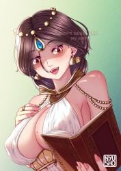 beautiful beauty beauty_mark boobs brown_hair cdsi clothed cute cute_face dwarf_female happy happy_female la_corne_des_sable_d'ivoire light-skinned_female light_skin nadee nipples nipples_visible_through_clothing nyusho princess red_eyes smiling sweet vampire vampire_girl watermark