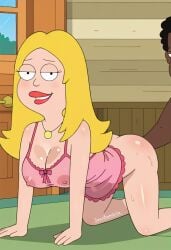 ai_generated american_dad bare_breasts blonde_hair breasts cartoon female female_only francine_smith jeanbombila666 milf nipples pussy_juice sweaty
