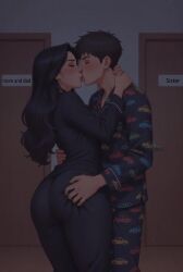 ai_assisted ai_generated ass_grab big_ass big_breasts grabbing incest kissing milf mom_and_son mother_and_son pijamas small_waist sound tagme tongue video your_mom