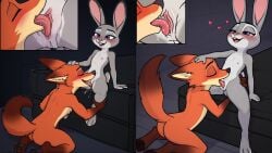 ai_generated anthro cunnilingus female flushed_cheeks furry judy_hopps licking male nick_wilde orgasm pussy pussy_licking spread_legs squirting tongue tongue_out wet zootopia