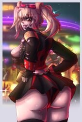 1girls ass_focus big_ass biker_clothes biker_girl blonde_female blonde_hair burnice_white huge_ass indievamp no_ai thighhighs zenless_zone_zero