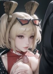 1boy 1boy1girl 1girls ai_generated bangs big_breasts black_background black_jacket blonde-haired_female blonde_female blonde_hair breasts burnice_white bust busty busty_female clothed clothed_female clothed_sex clothes clothes_lift clothing cute cute_face eyelashes female female_focus female_human focus grabbing_own_breast human human_female human_male jacket large_breasts light-skinned_female light_skin male male/female male_human male_out_of_frame male_pubic_hair medium_penis nai_diffusion novelai open_clothes out_of_frame paizuri paizuri_lead_by_female pale-skinned_female pale_skin patreon_url penis penis_between_breasts photorealistic pressing_breasts_together pujopg realistic red_eyes sidelocks simple_background sunglasses sunglasses_on_head titjob twintails upper_body video_game_character video_games white-skinned_female white_body white_skin young young_female zenless_zone_zero