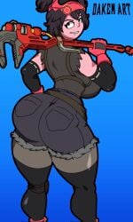 2d 2d_(artwork) alternate_version_available arm_warmers armwear ass big_ass big_breasts black_hair black_hair_female breasts clothed clothed_female clothing daken_art_(artist) daken_henderson_(artist) fortnite fully_clothed fully_clothed_female gloves hand_on_hip huge_ass huge_breasts looking_back looking_back_at_viewer pigtails pose posing safe_for_work sfw short_hair short_hair_female smile smiling smiling_at_viewer the_machinist_(fortnite) watermark wrench