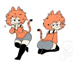 1boy bulge cat_boy cat_ears cat_tail catboy femboy femboy_garfield garfield_(series) garfield_the_cat heart male meme ms_pigtails nekomimi orange_hair pockets short_shorts shortstack tagme thick_thighs thighhighs trap