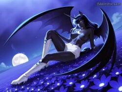 ai-created ai_animated ai_animation ai_art ai_generated boots female field_of_flowers flowers full_moon human humanoid laying_down my_little_pony necklace nightmare_moon_(mlp) princess_luna_(mlp) shyunchained tagme topless video