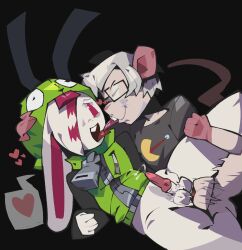 2boys anal_sex cum cumming_while_penetrated furry heart kitsune² lagomorph lapfox_trax male male/male male_only original_character rabbit rat rodent tongue_kiss vixo_on white_fur white_hair