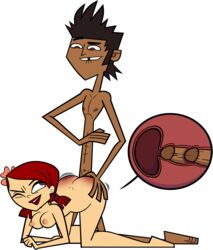 1boy 1girls accurate_art_style all_fours ass ass_grab breasts codl doggy_style mike_(tdi) red_hair sex spanking straight total_drama:_revenge_of_the_island total_drama_island transparent_background x-ray zoey_(tdi)