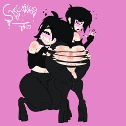 2boys anus backsack blush bottom_heavy choker cubit_d_alien detached_sleeves femboy femboy_only goth lavey lavey-otokonoko male male_only multiple_images original original_character painted_nails platform_heels presenting presenting_hindquarters puffy_anus ripped_clothing ripped_pants selfcest skuruw0 small_penis sweat