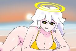 beach big_ass big_breasts bikini bikini_bottom bottomless casual_nudity female female_only friday_night_funkin huge_ass huge_breasts shiro_(vs_human_impostor) teasing tvtocino88085 vs_human_impostor