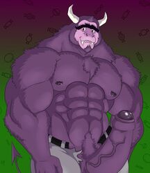 1boy abs big_muscles big_penis cartoon_network eduardo_(fhfif) erection foreskin foster's_home_for_imaginary_friends glans high_resolution highres horn male male_only miguel_okami monster muscles muscular muscular_male partially_retracted_foreskin penis penis_out penis_through_fly red_eyes solo solo_male topless topless_male uncut veiny_penis