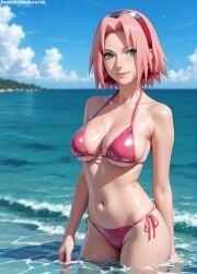 1girls 2d ai_generated akura_haruno areolae armpit bare_arms big_breasts bikini bikini_bottom bikini_top boruto:_naruto_next_generations breasts chest curvy curvy_figure cute cute_face detailed eyelashes eyeshadow female female_only fit fit_female focus hair haruno_sakura high_quality large_breasts legs light-skinned_female light_skin lips lipstick looking_at_viewer makeup mascara naruto naruto_(series) naruto_shippuden nero100 outdoors outside pale-skinned_female pale_skin pink_hair posing sakura_haruno seductive seductive_look short_hair stable_diffusion swimsuit swimwear tagme thighs thin_waist