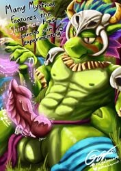 2026 absurd_res anthro bone bottomwear bottomwear_aside clothed clothing clothing_aside dialogue feathers forest forest_background galma genital_growth genitals gold_(metal) gold_jewelry growth hi_res horn jewelry jungle knot knotted_penis lihzahrd loincloth loincloth_aside loincloth_only looking_at_viewer magic male nature nature_background nipples outside penis penis_growth plant potion presenting presenting_penis ridged_penis shimmered_witch_doctor shimmering signature skull skull_accessory solo tail terraria text topless transformation tree unusual_anatomy unusual_genitalia unusual_penis url witch_doctor_(terraria)