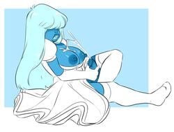 1futa big_breasts cum cum_in_mouth cum_in_own_mouth cum_on_breasts futa_only futanari gloves hair_over_eyes intersex jerking masturbation nocturn-kitty sapphire_(steven_universe) socks solo_futa steven_universe thighhighs