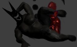 black_body cum_in_ass cum_inside fat friend_(deltarune) male_only nubert on_side red_body slime small_dom_big_sub