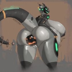 absurd_res ace0t0nic ambiguous_gender anal anal_vore anthro ass axo-05_(ace0t0nic) belly big_belly big_breasts big_butt bodily_fluids breasts female female_only female_pred genital_fluids genitals hi_res horn huge_belly looking_back machine nipples protogen rear_view tail vaginal_fluid_string vaginal_fluids vein veiny_breasts vore vulva wet_face