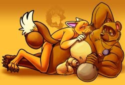 absurd_res animal_crossing anthro armpit_fetish armpit_hair armpit_sniffing balls blush body_hair body_worship canid canine crazy_redd fox genitals hi_res male male/male male_anthro mammal musk musk_cloud musk_worship musky_armpit musky_balls nintendo nipples nude raccoon_dog size_difference sniffing tail tanuki thekinkybear tom_nook_(animal_crossing)