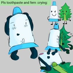 asking_for_sex battle_for_dream_island_elsewhere bfdi bfdie blush blush_lines demanding_sex dick dick_on_pussy dominant dominant_female female_on_male female_on_top fern_(bfdie) lying_on_back lying_on_floor male_on_bottom nervous object_show object_shows pussy showing_pussy submissive submissive_male toothpaste_(bfdie)