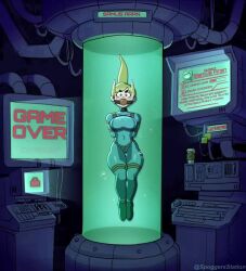 1girls animated ball_gag blonde_hair blue_eyes bodysuit bondage bound bound_ankles bound_arms bound_legs breasts captured captured_heroine crotch_rope curvy defeated floating gag gagged game_over humiliation jiggle jiggling_breasts large_breasts metroid nintendo rope rope_bondage rope_harness samus_aran solo_female sound spoggers spoggerstation submerged tagme thick_thighs video wide_hips zero_suit zero_suit_samus