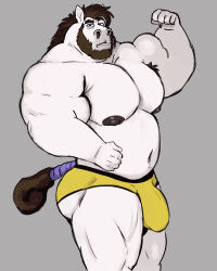 anthro barazoku beard belly big_bulge big_muscles big_nipples big_pecs bulge butt detailed_bulge equid equine facial_hair flexing hair hi_res horse looking_at_viewer male mammal musclegut muscular muscular_arms muscular_legs muscular_male navel nipples pecs solo tail tcw