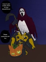 1boy 1girls backshots caught cumming cumming_from_anal_sex cumming_while_penetrating doggy_style eternalnight female ghostface ghostface_(cosplay) ghostface_(scream) halloween halloween_costume halloween_pumpkin heart-shaped_pupils lordneroo pale_skin partners pumpkin pumpkin_head spice_(fortnite) tail vampire