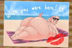 anthro ass axoarts back_view gigantic_ass huge_ass humanoid male male_only moobs nude overweight overweight_male postcard