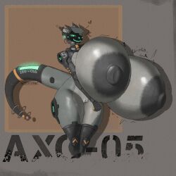 absurd_res ace0t0nic anthro axo-05_(ace0t0nic) big_breasts big_nipples breasts clothing female female_only grey_body grey_skin heart_symbol hi_res horn huge_breasts huge_nipples hyper hyper_breasts legwear machine nipples protogen slosh sloshing_breasts solo tail vein veiny_breasts