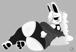 1girls at.draws at.scribble big_butt cube_459_(geometry_dash) feet female female_only femgram flat_colors foot_fetish geometry_dash grey_background rabbit tagme white_body