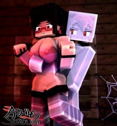 1boy 1boy1girl 1girls 3d angel-matty angelmatty ashley_succubi big_breasts black_hair character commission demon_girl ghost_boy glasses half-dressed halloween mine-imator minecraft red_eyes succubus tagme white_skin