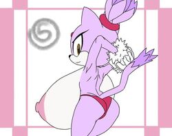 backboob blaze_the_cat hands_behind_head huge_nipples hyper_breasts looking_at_viewer sideboob sonic_(series) topless valerya5