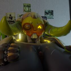 3d 3d_(artwork) blender blizzard_entertainment breast_grab breast_squeeze breasts cum cum_on_face large_breasts looking_at_viewer orisa outercourse overwatch paizuri penis robot smiling snips456 snips456fur