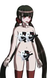 ball_monokuma censored danganronpa dark_hair edit harukawa_maki monokuma monokumaball official_style red_eyes smooth_skin sprite sprite_edit thighhighs transparent_background