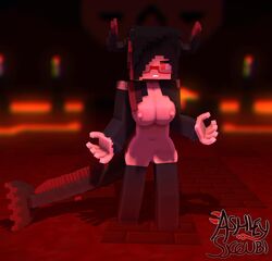 3d angel-matty angelmatty ashley_succubi big_breasts black_hair character commission demon_girl female glasses half-dressed halloween halloween_costume mine-imator minecraft nude red_eyes succubus tagme