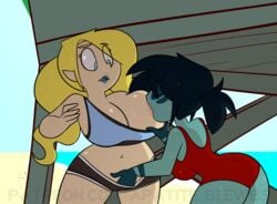 2019 2girls alaizia alien_human alien_look_like_human apatite beach black_hair blonde_hair blue_eyes blue_lipstick breast_sucking breasts cleavage extraterrestrial_human fingering fingering_partner fingering_while_breast_sucking gem_(species) green_skin interracial interracial_yuri large_breasts milf multiple_girls navel one-piece_swimsuit patreon_username shiny_skin short_ponytail sport_shorts sports_bra sportswear sushiki sweat swimsuit worried_expression young_woman young_woman_and_milf yuri