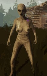 1girls bald bald_female breasts cannibal_(the_forest) dark_eyes dark_nipples female female_only grey_skin naked nipples nude nude_female pale_skin sex_slave solo the_forest video_games