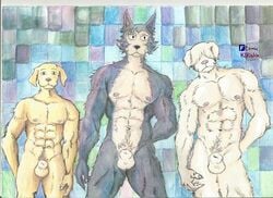 anthro beastars collot_(beastars) furry jack_(beastars) kokishin legoshi_(beastars) male_only watercolor watercolor_(artwork)