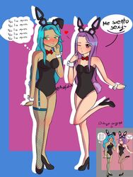 bon_(fnafhs) bonnie_(fnafhs) brit_(fnafhs) brunilda_(fnafhs) bunny_costume bunny_girl bunnysuit fnafhs fnafhs_z3ro genderswap rule_63 spanish_text tagme