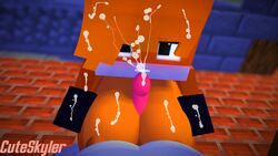 1boy 1boy1girl 1girls 3d anthro big_breasts black_eyes blush breasts creampie cum cum_on_breasts cum_on_face cuteskyler duo female fox fox_(minecraft) fox_girl foxy_(cuteskyler) male minecraft orange_fur paizuri penis sex tail