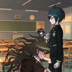 blowjob danganronpa edit gay gokuhara_gonta netorare new_danganronpa_v3 ouma_kokichi saihara_shuuichi sprite sprite_edit straight_hair yaoi