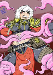 1girls adepta_sororitas angry armor belly_button bluestrikerbomber chaos_(warhammer) female female_only imperium_of_man lipstick navel navel_insertion navel_penetration power_armor rape short_hair sister_of_battle solo solo_female tentacle tentacle_rape tentacle_sex warhammer_(franchise) warhammer_40k white_fur