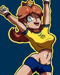 club_america crown cute_face female football jumping liga_mx mario_(series) nintendo princess_daisy princesses robveemo soccer soccer_player victory wink
