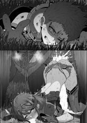 2boys clothed_sex commentary_request cum cum_in_mouth defeat ejaculation eruu_(eruuman) female highres motion_lines multiple_boys netorare pyra_(xenoblade) rape rex_(xenoblade) rolling_eyes saliva sex sex_from_behind short_hair shorts speed_lines tears textless_version tongue tongue_out top-down_bottom-up torn_clothes torn_shorts xenoblade_chronicles_(series) xenoblade_chronicles_2 zoophilia