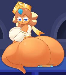 1girls animated ass ass_focus big_ass big_breasts big_breasts blue_eyes blueberry_pie_cookie boob_window bottomless breasts breasts brown_body brown_hair brown_skin cookie_run cookie_run_kingdom crown female female_only fromariels glasses huge_ass huge_breasts library looking_at_viewer public public_exposure public_nudity revealing_clothes solo solo_female solo_focus topwear video_games white_shirt