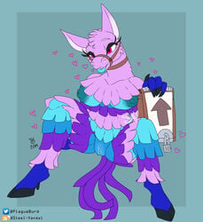 2019 animate_inanimate anthro anthrofied big_breasts breasts camelid digital_media_(artwork) epic_games female fortnite living_piñata llama loot_llama mammal nipples nude piñata plagueburd pussy simple_background solo steel-vandal tagme video_games